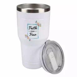 Lincoln Outfitters "Faith Over Fear" 30 oz. Religious Tumbler, White - 89-643-0204 - Tumblers -Hearth & Home Store 617b295e2cee532deb8ea221af56024819eb3f64 32631066 3