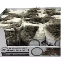 Four Seasons 36" Chunky Cable Knitted Twist Decorative Cream Colored Body, Faux Fur Welt Cuff Christmas Tree Skirt - 21XZ-111803TS - Christmas Decor -Hearth & Home Store 643cb6039e782cfe8fb0e6ef99137510b2fb916e 14762182 1