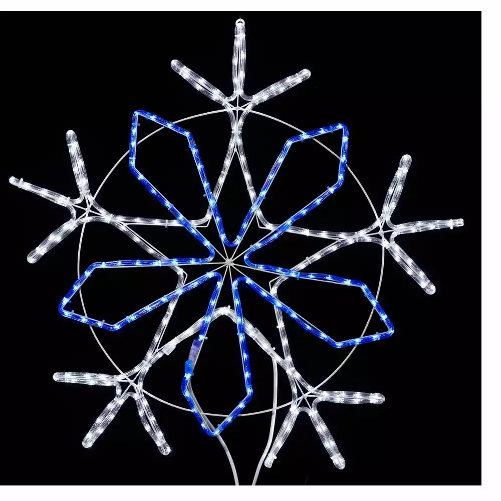 Four Seasons 36" Blue And White LED Snowflake Hanging Christmas Light Decoration With Multi Light Effects - YF20173602 - Christmas Decor 4 Four Seasons 36" Blue And White LED Snowflake Hanging Christmas Light Decoration With Multi Light Effects - YF20173602 - Christmas Decor - Image 2
