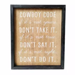 Backyard Expressions "Cowboy Code" 14" x 12" Wooden Frame Sign - 910491 - Wall Decor