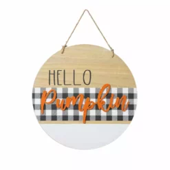 Glitzhome 20" Hello Pumpkin Hanger - JKC02308 - Porch Seasonal Decor