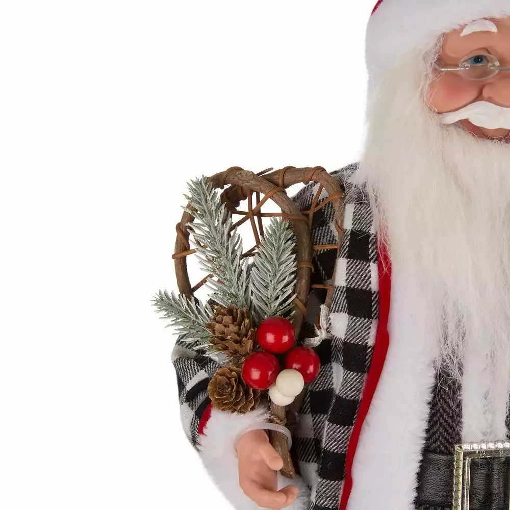 Glitzhome Black White Plaid Santa Figurine - 1122203319 - Table Top Decor 5 Glitzhome Black White Plaid Santa Figurine - 1122203319 - Table Top Decor - Image 3