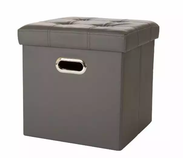 Glitzhome Gray Folding Storage Ottoman 1504004196 - Living Room Furniture 3 Glitzhome Gray Folding Storage Ottoman 1504004196 - Living Room Furniture