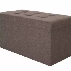 Glitzhome Gray Storage Ottoman 1504003783 - Living Room Furniture