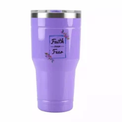 Lincoln Outfitters "Faith Over Fear" 30 oz. Religious Tumbler, Purple - 89-639-0204 - Tumblers