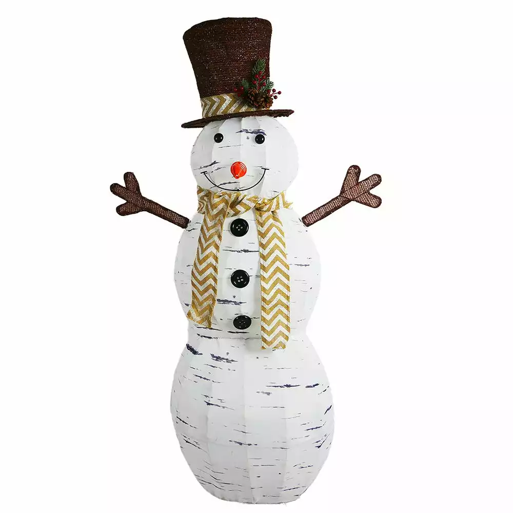 Various Brands 54" 105 Light Birch Fabric Snowman - XL940344 - Christmas Decor 4 Various Brands 54" 105 Light Birch Fabric Snowman - XL940344 - Christmas Decor - Image 2