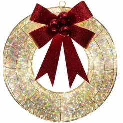 Four Seasons 18.5" Lighted Shimmery Champagne Wreath with 400 Counts Warm White LED lights - 2136021 - Christmas Decor