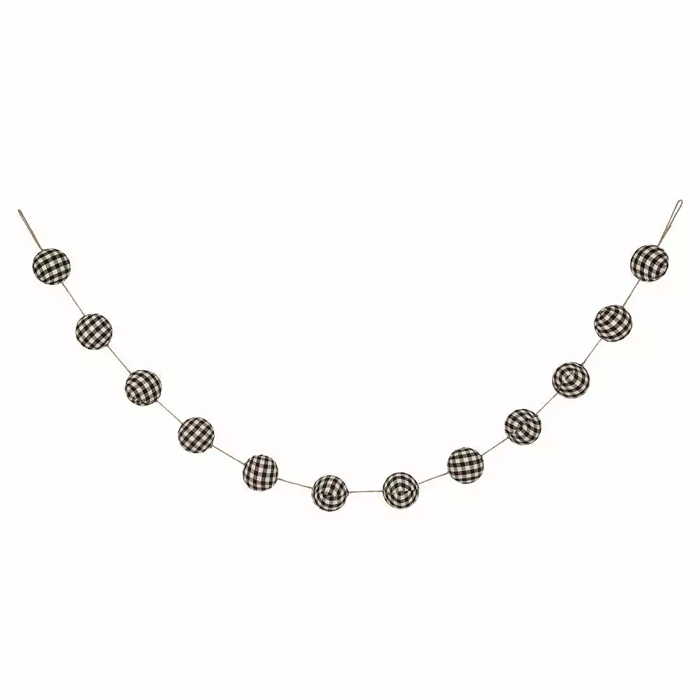 Glitzhome Black and White Plaid Fabric Garland - 1117203325 - Holiday Garland 3 Glitzhome Black and White Plaid Fabric Garland - 1117203325 - Holiday Garland