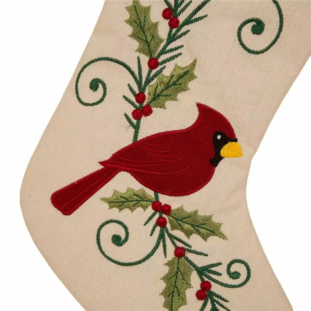 Glitzhome Fabric Christmas Cardinal Stocking - 1113202452 - Christmas Stockings 5 Glitzhome Fabric Christmas Cardinal Stocking - 1113202452 - Christmas Stockings - Image 3