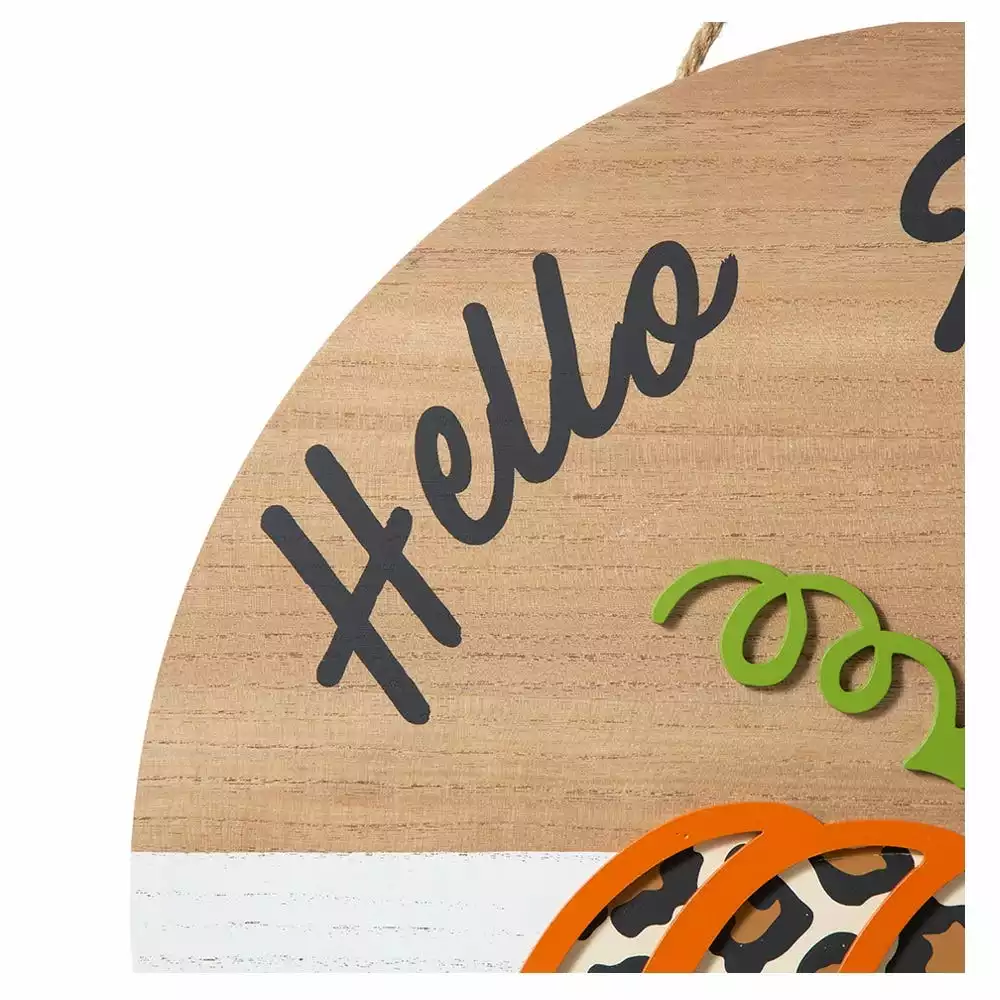 Glitzhome 20" Leopard Hello Pumpkin Hanger - JKC02307 - Porch Seasonal Decor 6 Glitzhome 20" Leopard Hello Pumpkin Hanger - JKC02307 - Porch Seasonal Decor - Image 4