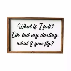 Backyard Expressions "What if I Fall" 18" x 12" Wooden Frame Sign - 910505 - Wall Decor
