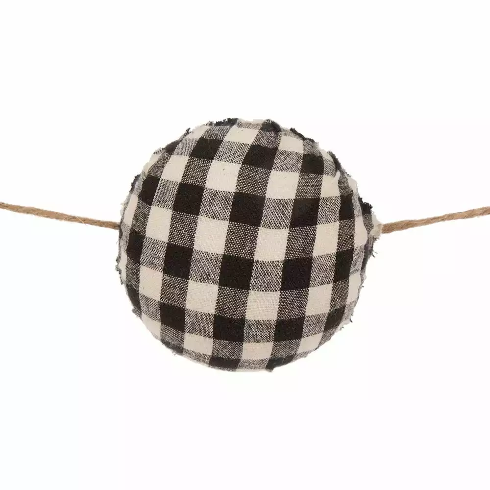 Glitzhome Black and White Plaid Fabric Garland - 1117203325 - Holiday Garland 4 Glitzhome Black and White Plaid Fabric Garland - 1117203325 - Holiday Garland - Image 2
