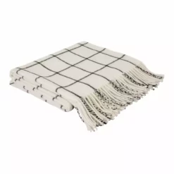 Glitzhome 400G Acrylic White Black Plaid Woven Throw Blanket - 1518203175 - Holiday Throw Blankets
