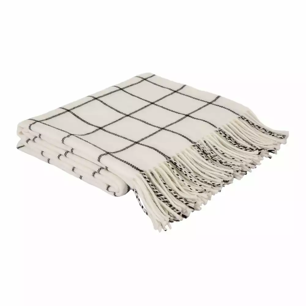 Glitzhome 400G Acrylic White Black Plaid Woven Throw Blanket - 1518203175 - Holiday Throw Blankets 3 Glitzhome 400G Acrylic White Black Plaid Woven Throw Blanket - 1518203175 - Holiday Throw Blankets