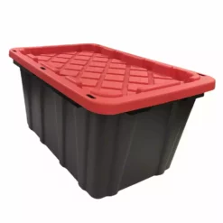 Hearth & Home Store 27 Edge Plastics Red Lid Heavy-Duty Storage Tote, 27 Gallon - 2027-12148 - Baskets & Bins