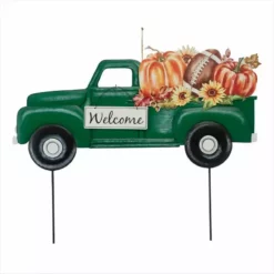 Various Brands 28" Green Metal Truck Yard Stake - JKC00607RK - Porch Seasonal Decor