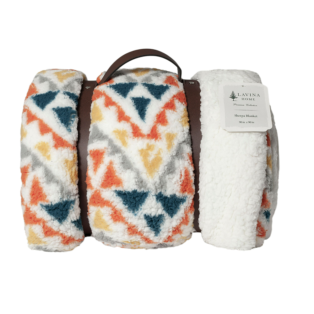 Lavina Home Aztec Printed Sherpa Reversible to Sherpa 90 x 90 Blanket - RK-SHERP-HAZT - Blankets & Bedspreads 3 Lavina Home Aztec Printed Sherpa Reversible to Sherpa 90 x 90 Blanket - RK-SHERP-HAZT - Blankets & Bedspreads