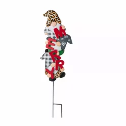 Glitzhome 36 Inch Metal Gnome Merry Yard Stake - JKC02803 - Porch Seasonal Decor