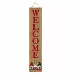Glitzhome 48" Wooden Gnome Welcome Porch Sign - JKC02317 - Porch Seasonal Decor