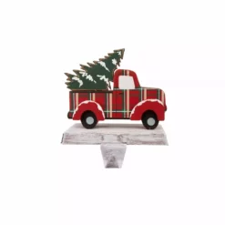 Glitzhome Wooden Metal Red Truck Stocking Holder - 1124203414 - Christmas Stockings