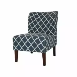 Glitzhome Indigo Lattice Upholstered Wood Frame Accent Chair 1002003521 - Living Room Furniture