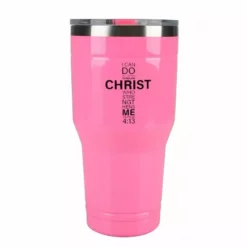 Lincoln Outfitters "All Things Through Christ" 30 oz. Religious Tumbler, Pink - 89-637-0204 - Tumblers