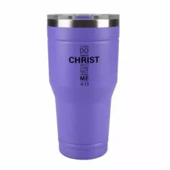 Lincoln Outfitters "All Things Through Christ" 30 oz. Religious Tumbler, Purple - 89-641-0204 - Tumblers
