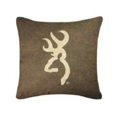 Kimlor Browning Buckmark Brown Square Logo Pillow - Bed Pillows