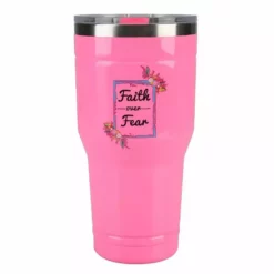 Lincoln Outfitters "Faith Over Fear" 30 oz. Religious Tumbler, Pink - 89-635-0204 - Tumblers
