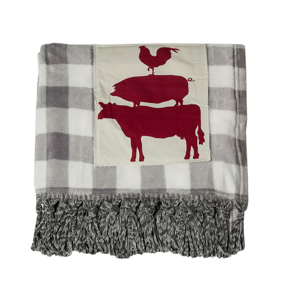 URBAN DEER Farm Animal Patch velvet 50 x 60 throw with Fringe - RK-VELFR-ANI - Blankets & Bedspreads 4 URBAN DEER Farm Animal Patch velvet 50 x 60 throw with Fringe - RK-VELFR-ANI - Blankets & Bedspreads - Image 2