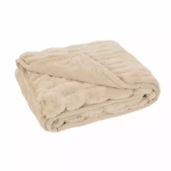 Glitzhome 50 X 60 In Faux Fur Elastic Throw Blanket Beige - 1518202615 - Holiday Throw Blankets