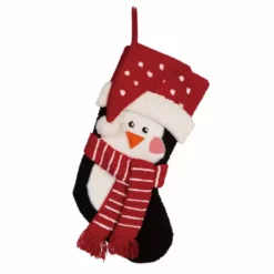 Glitzhome 3D Penguin Hooked Stocking - 1113000115 - Christmas Stockings