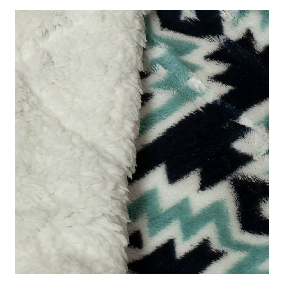 URBAN DEER Blue Aztec Printed Fur Reversible to White Sherpa 50x 60 Throw - RK-FURSH-VAZT - Blankets & Bedspreads 5 URBAN DEER Blue Aztec Printed Fur Reversible to White Sherpa 50x 60 Throw - RK-FURSH-VAZT - Blankets & Bedspreads - Image 3