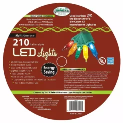 J. Hofert Company 210 Count Led Italian Multi Colored Lights On A Spool -2356 - Christmas Decor