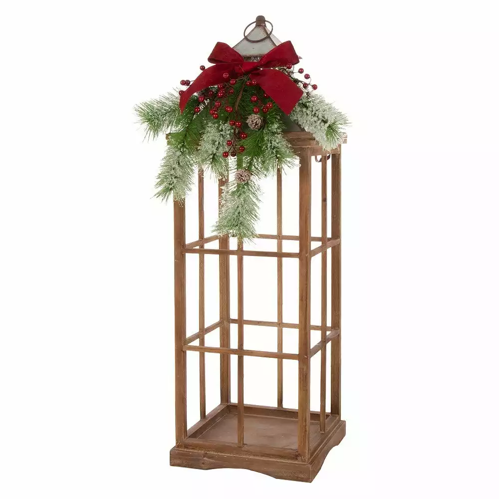 Glitzhome Farmhouse Wood Metal Lantern Set - 1107203555 - Novelty Lighting 4 Glitzhome Farmhouse Wood Metal Lantern Set - 1107203555 - Novelty Lighting - Image 2