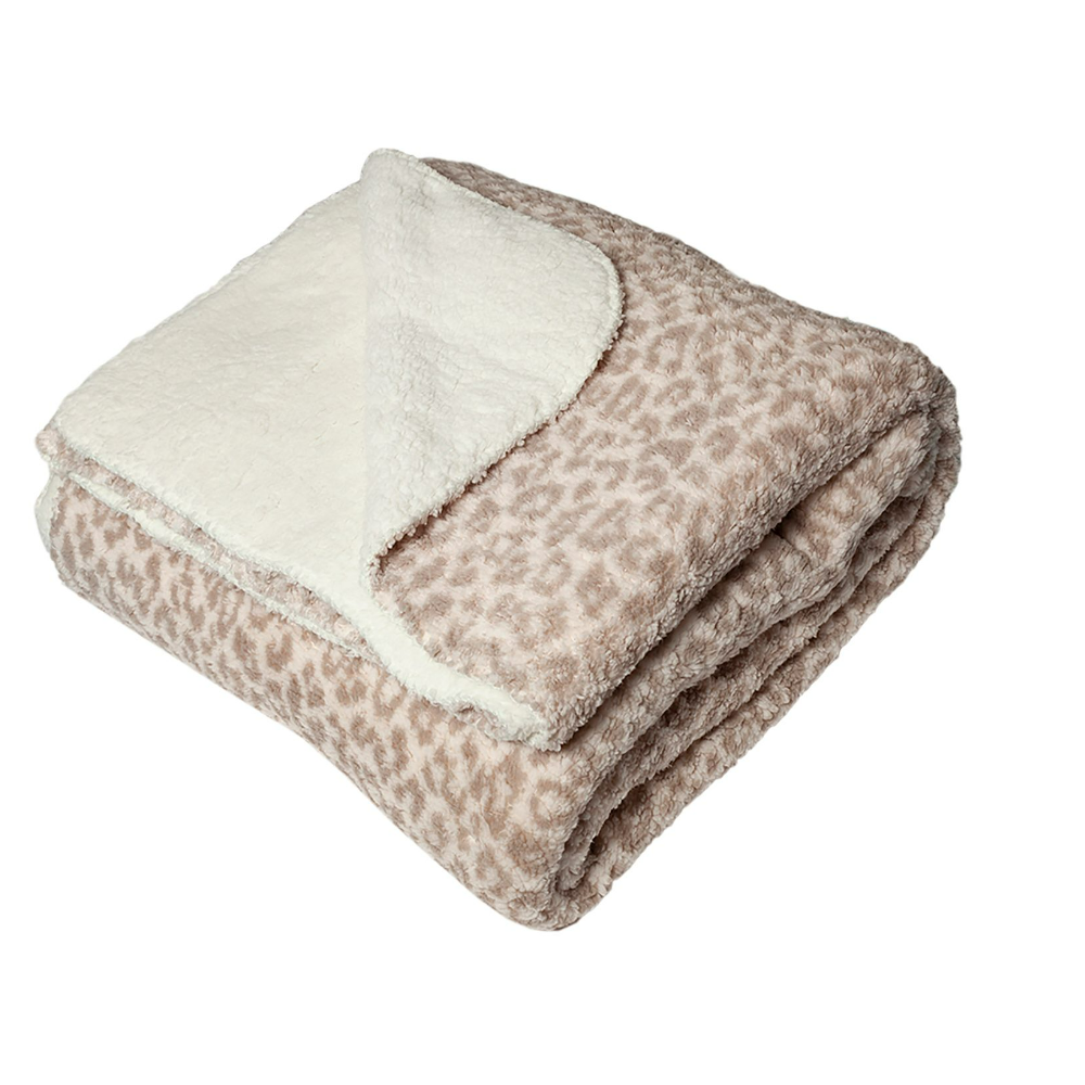 Lavina Home Leopard Printed Sherpa Reversible to Sherpa 90 x 90 Blanket - RK-SHERP-CLEO - Blankets & Bedspreads 4 Lavina Home Leopard Printed Sherpa Reversible to Sherpa 90 x 90 Blanket - RK-SHERP-CLEO - Blankets & Bedspreads - Image 2