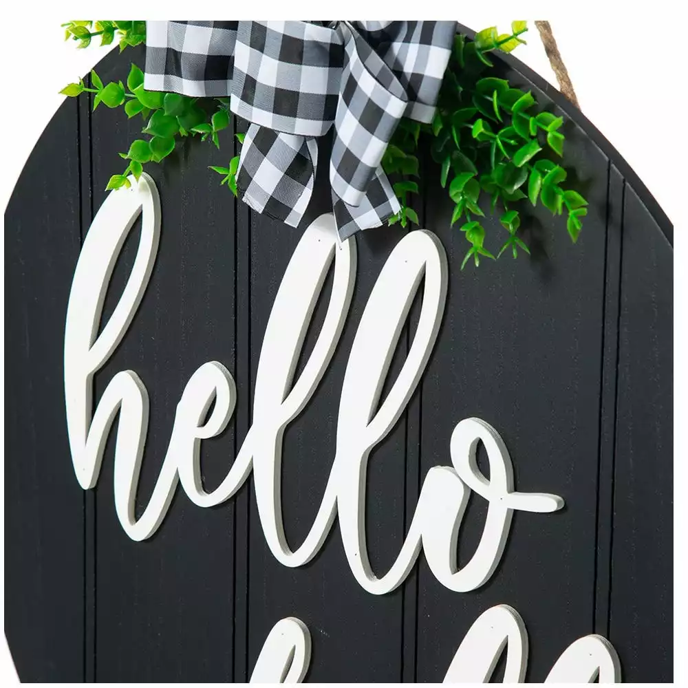 Glitzhome 20" Black Hello Fall Greenery Hanger - JKC02306 - Porch Seasonal Decor 4 Glitzhome 20" Black Hello Fall Greenery Hanger - JKC02306 - Porch Seasonal Decor - Image 2