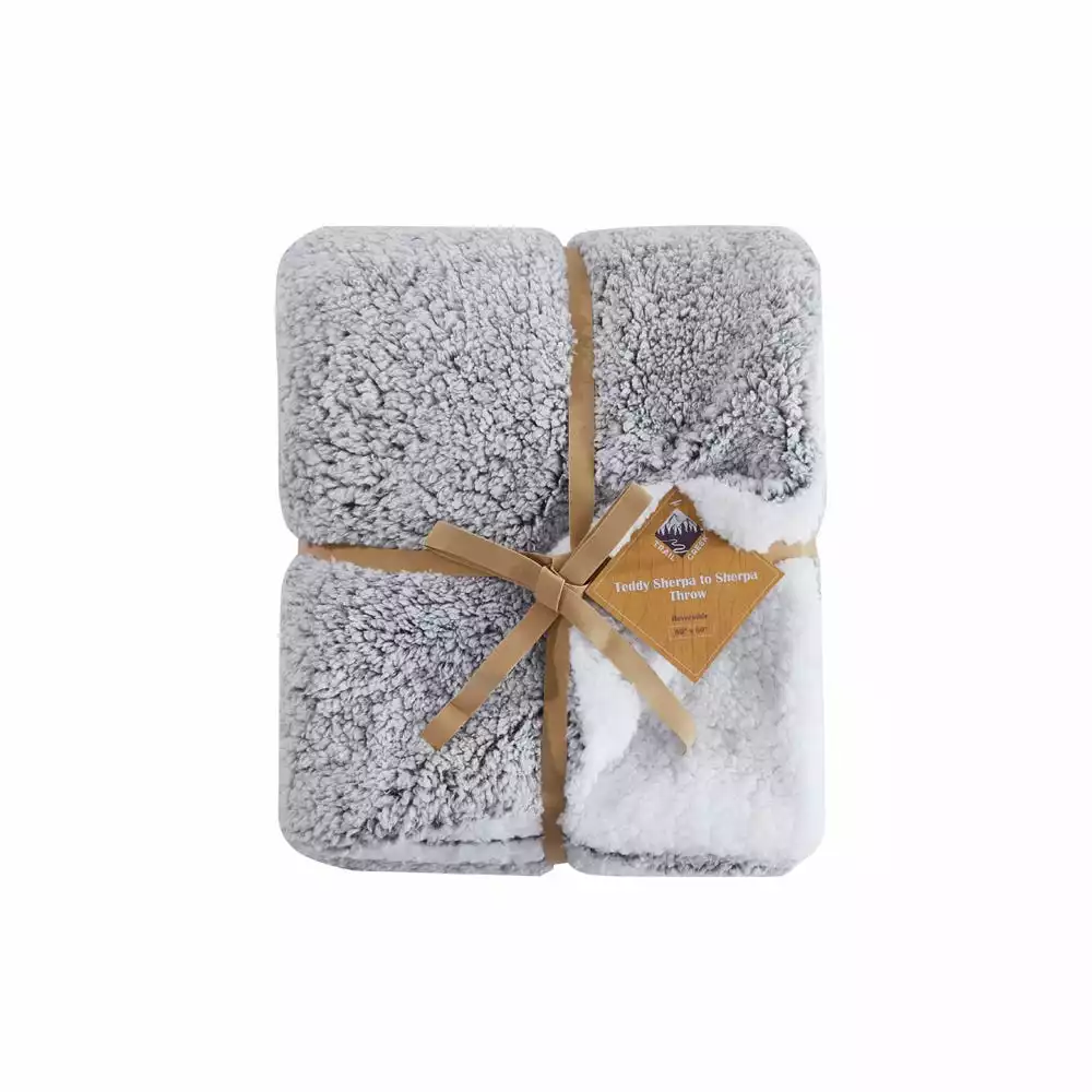 Trail Creek Snuggly Sherpa Throw Blanket, Charcoal Grey - RK-TEDSH-CHAR - Blankets & Bedspreads 3 Trail Creek Snuggly Sherpa Throw Blanket, Charcoal Grey - RK-TEDSH-CHAR - Blankets & Bedspreads