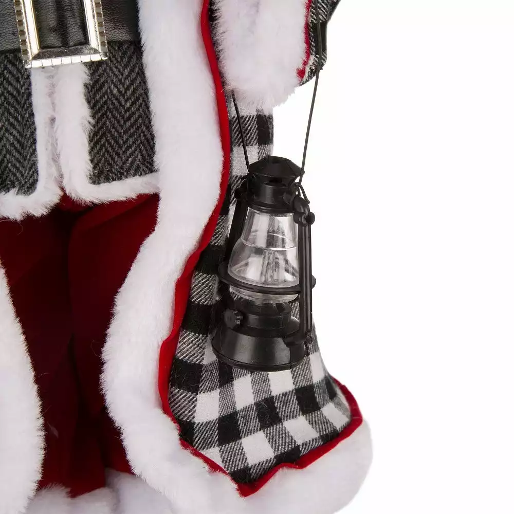 Glitzhome Black White Plaid Santa Figurine - 1122203319 - Table Top Decor 6 Glitzhome Black White Plaid Santa Figurine - 1122203319 - Table Top Decor - Image 4