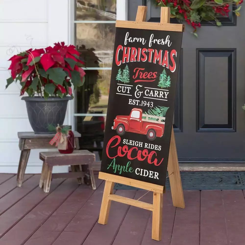 Glitzhome 13" x 32" Duble Sided Wooden Easel Porch Sign, with 2 Changable Sided Sign Board(Fall & Christmas) - 2010100005 - Christmas Decor 15 Glitzhome 13" x 32" Duble Sided Wooden Easel Porch Sign, with 2 Changable Sided Sign Board(Fall & Christmas) - 2010100005 - Christmas Decor - Image 13
