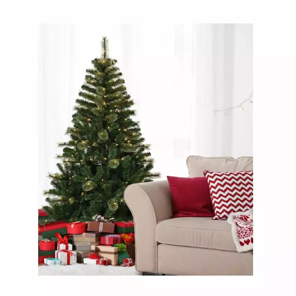 Four Seasons 6.5' Pre-Lit Cashmere/ PVC Mixed Pine Tree with 200 Clear Lights - 15-296-T65CL-A - Christmas Decor 4 Four Seasons 6.5' Pre-Lit Cashmere/ PVC Mixed Pine Tree with 200 Clear Lights - 15-296-T65CL-A - Christmas Decor - Image 2