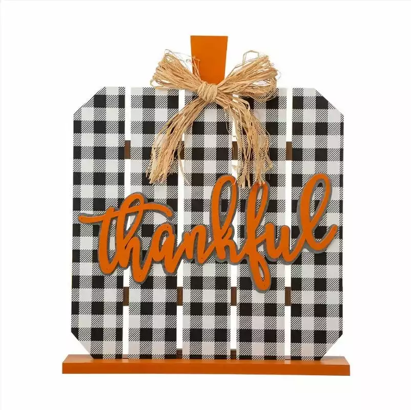 Various Brands 25" Large Plaid Thankful Pumpkin Porch Sign - JKC01118 - Porch Seasonal Decor 3 Various Brands 25" Large Plaid Thankful Pumpkin Porch Sign - JKC01118 - Porch Seasonal Decor