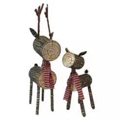 Various Brands Rustic Log Light-Up Deer, Set of 2 - DH102415 - Christmas Decor