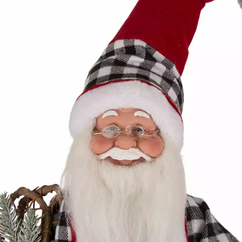Glitzhome Black White Plaid Santa Figurine - 1122203319 - Table Top Decor 4 Glitzhome Black White Plaid Santa Figurine - 1122203319 - Table Top Decor - Image 2