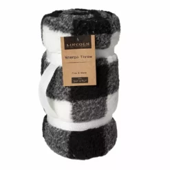 Lincoln Outfitters Black White Buffalo Check Sherpa 50 x 60 Throw - RK-SHERP-CLBF - Blankets & Bedspreads