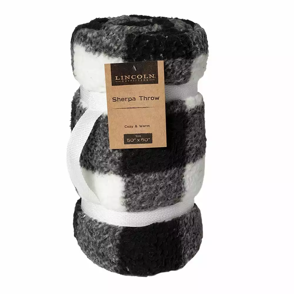 Lincoln Outfitters Black White Buffalo Check Sherpa 50 x 60 Throw - RK-SHERP-CLBF - Blankets & Bedspreads 3 Lincoln Outfitters Black White Buffalo Check Sherpa 50 x 60 Throw - RK-SHERP-CLBF - Blankets & Bedspreads