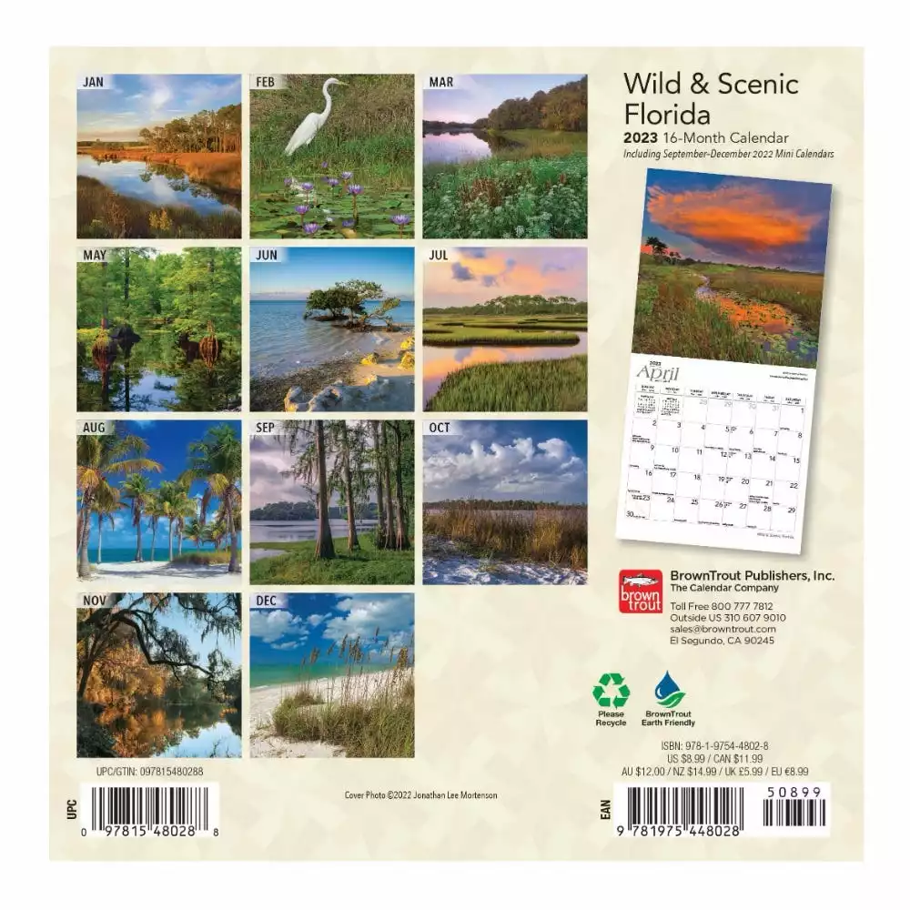 Brown Trout Florida Wild & Scenic 2023 Mini 7x7 Calendar - Calendars 4 Brown Trout Florida Wild & Scenic 2023 Mini 7x7 Calendar - Calendars - Image 2