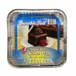 Durable Foil Square Cake Foil Pan 3 Pack D11030 - Bakeware