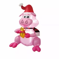 Four Seasons Christmas Inflatable 5ft Pig with Santa Hat & Scarf - 21CH111601 - Christmas Decor