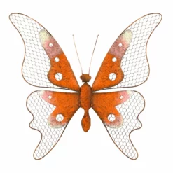 Alpine Metal Orange Butterfly Wall Decor MCC406